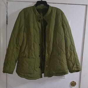 Isaac Mizrahi Olive Green Quilted Jacket